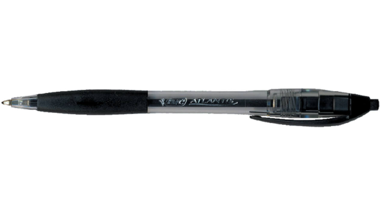 Balpen Bic Atlantis classic grip clic M zwart valuepack 30+6 gratis