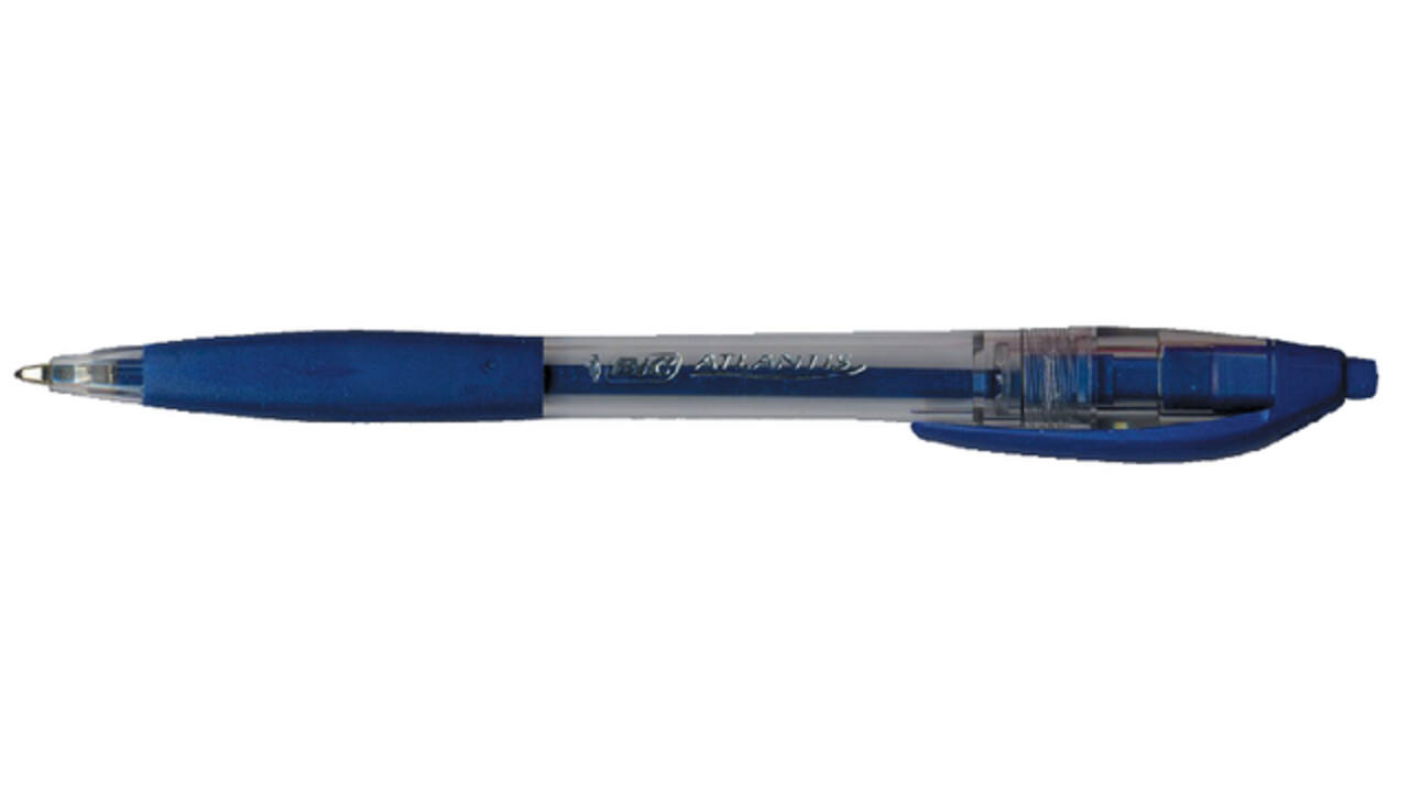 Balpen Bic Atlantis classic grip clic M blauw valuepack 30+6 gratis