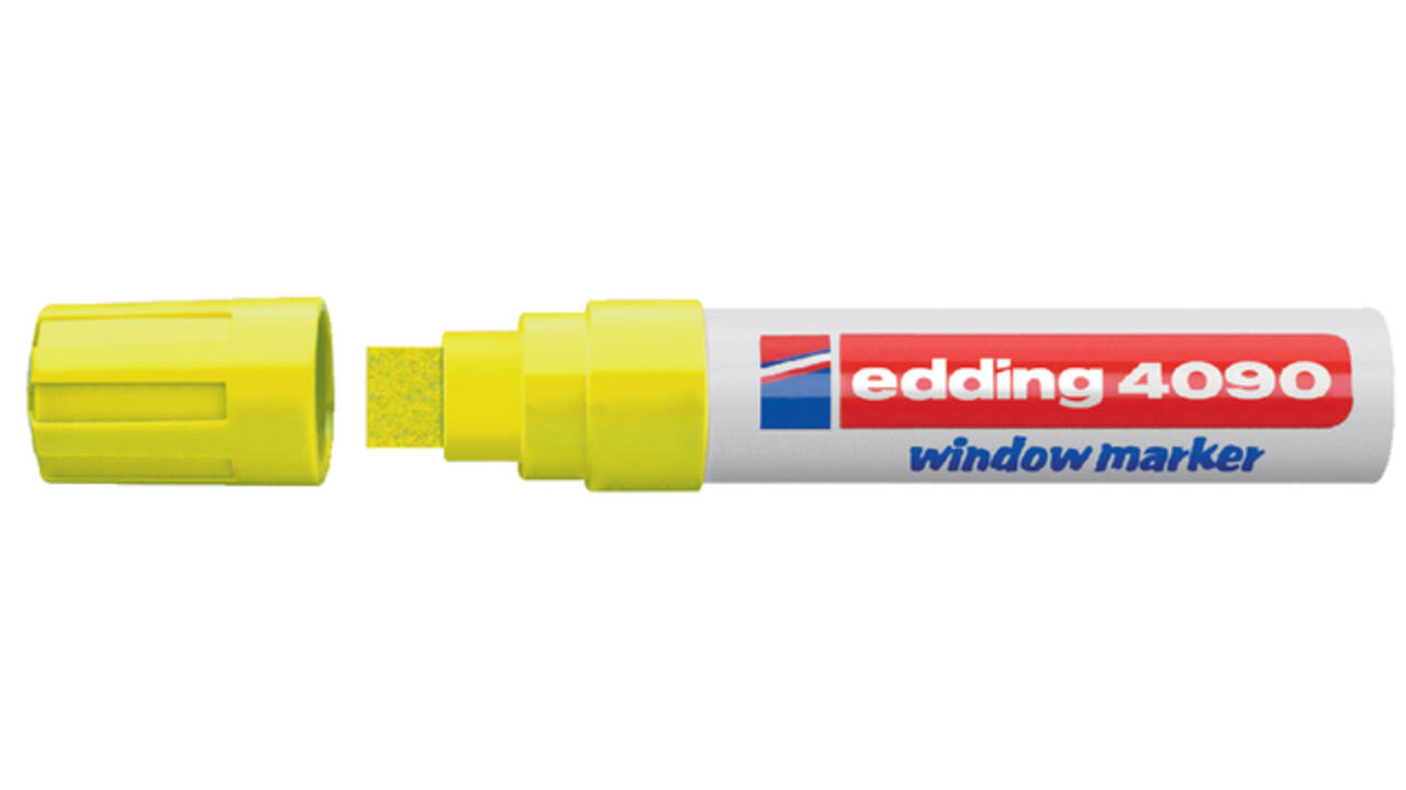 Krijtstift edding 4090 window schuin 4-15mm neon geel blister à 1 stuk