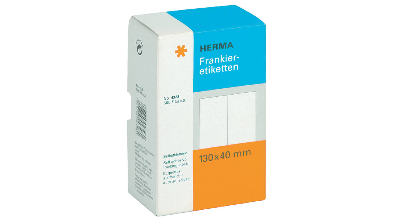 Frankeeretiket HERMA 4328 dubbel 130x40mm 500 stuks