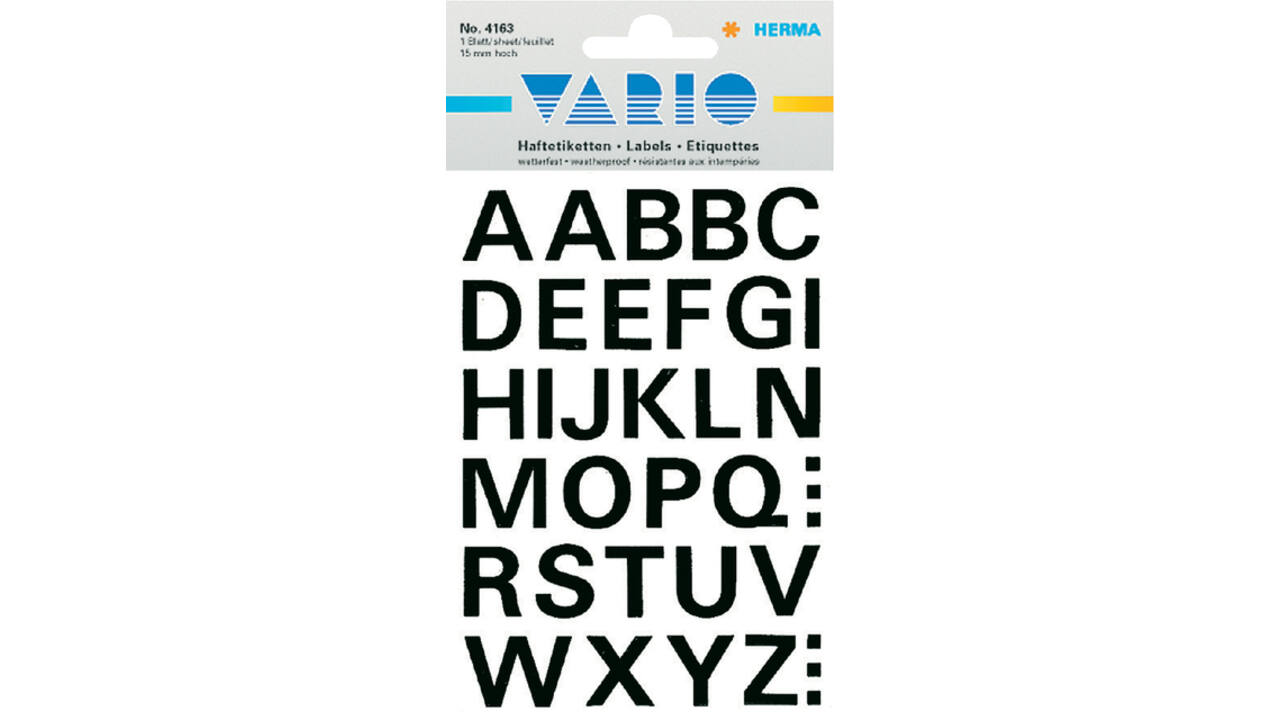 Etiket HERMA 4163 15mm letters A-Z zwart