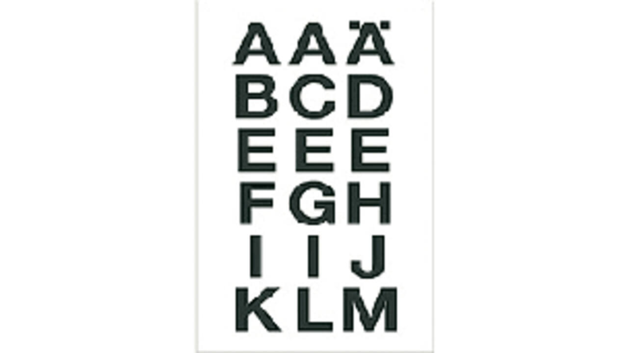 Etiket HERMA 4135 20x20mm letters A-Z zwart op transparant