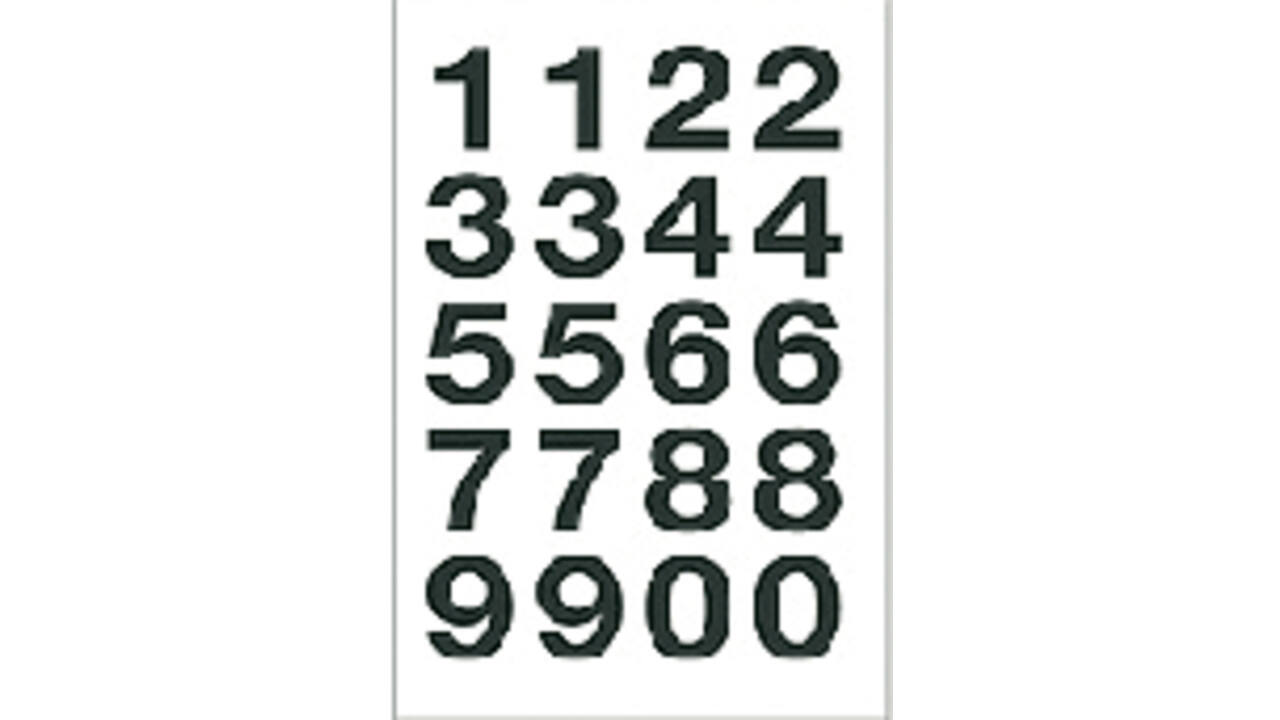 Etiket HERMA 4136 20x18mm getallen 0-9 zwart op transparant