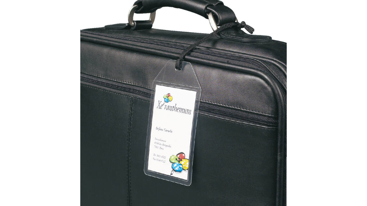 Label bagage Djois 3L 11120 72x123mm met nylonkoord transparant 10 stuks