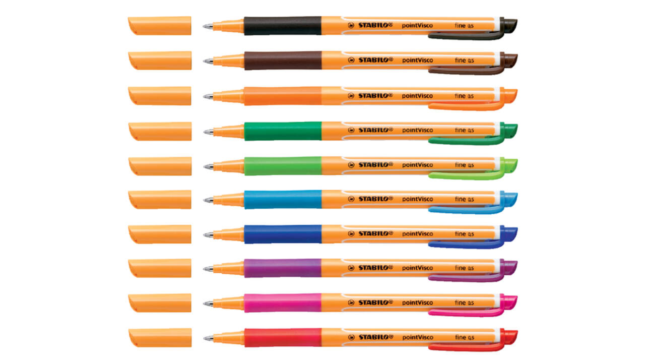 Rollerpen STABILO PointVisco 1099/10 fijn assorti etui à 10 stuks