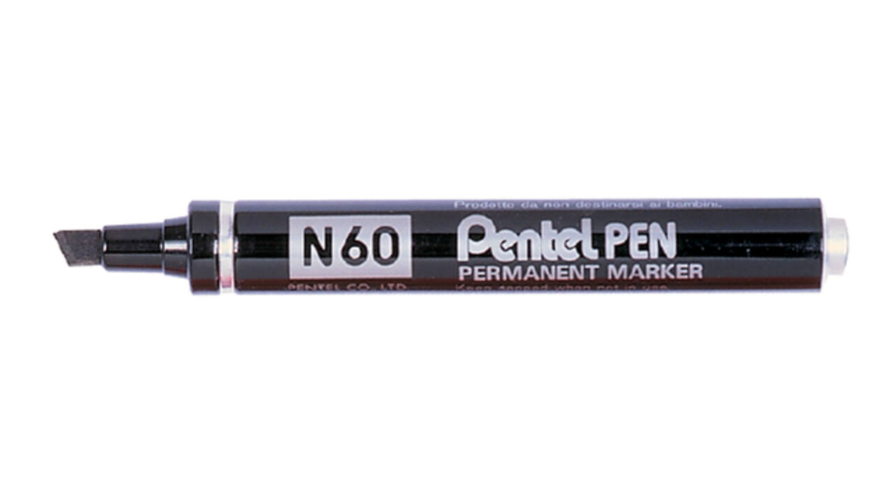 Viltstift Pentel N60 schuin 1.2-6mm zwart