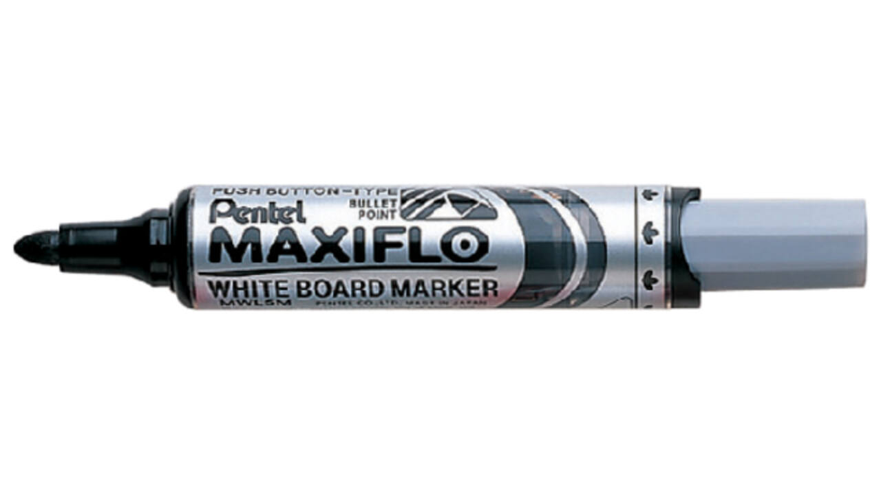 Whiteboardmarker Pentel MWL5M Maxiflo rond 3mm zwart