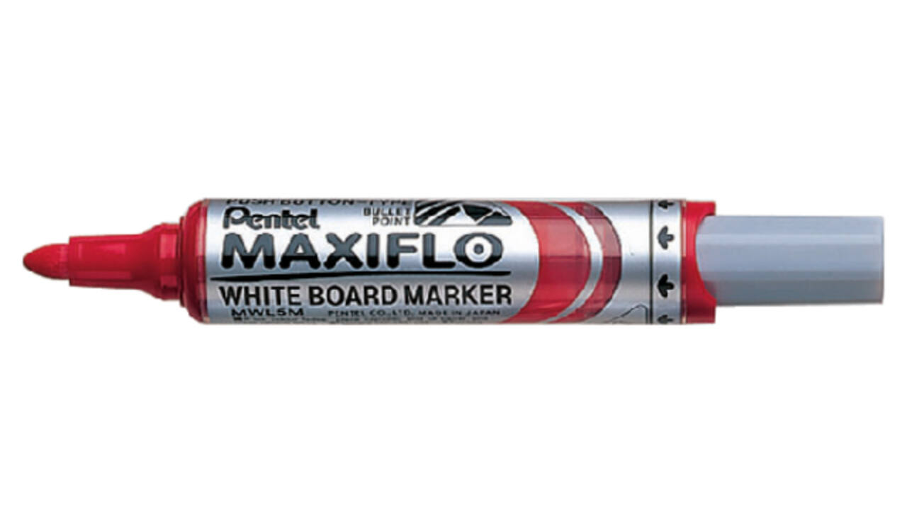 Whiteboardmarker Pentel MWL5M Maxiflo rond 3mm rood