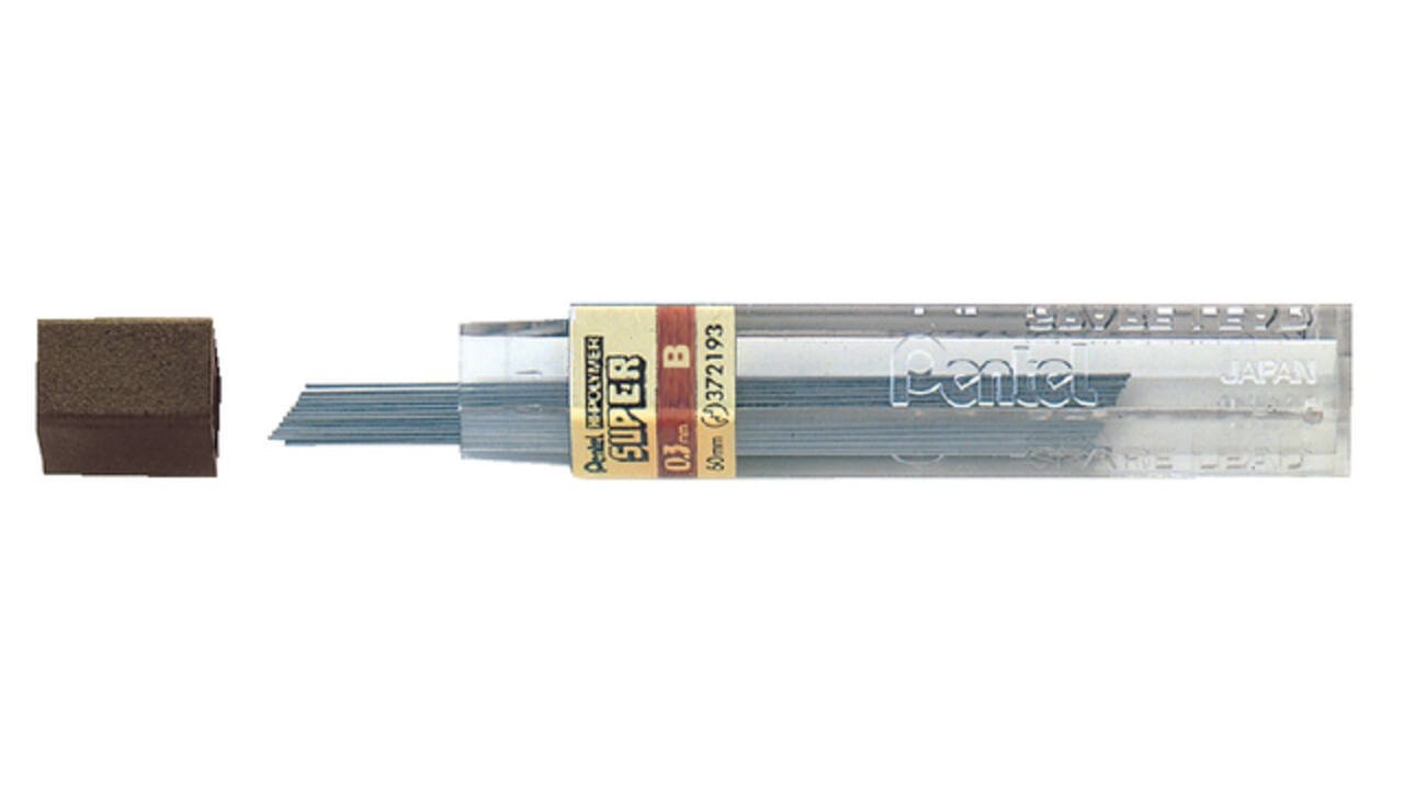 Potloodstift Pentel B 0.3mm zwart koker à 12 stuks