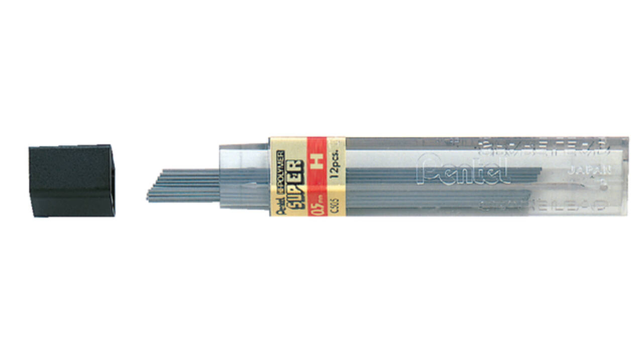 Potloodstift Pentel H 0.5mm zwart koker à 12 stuks