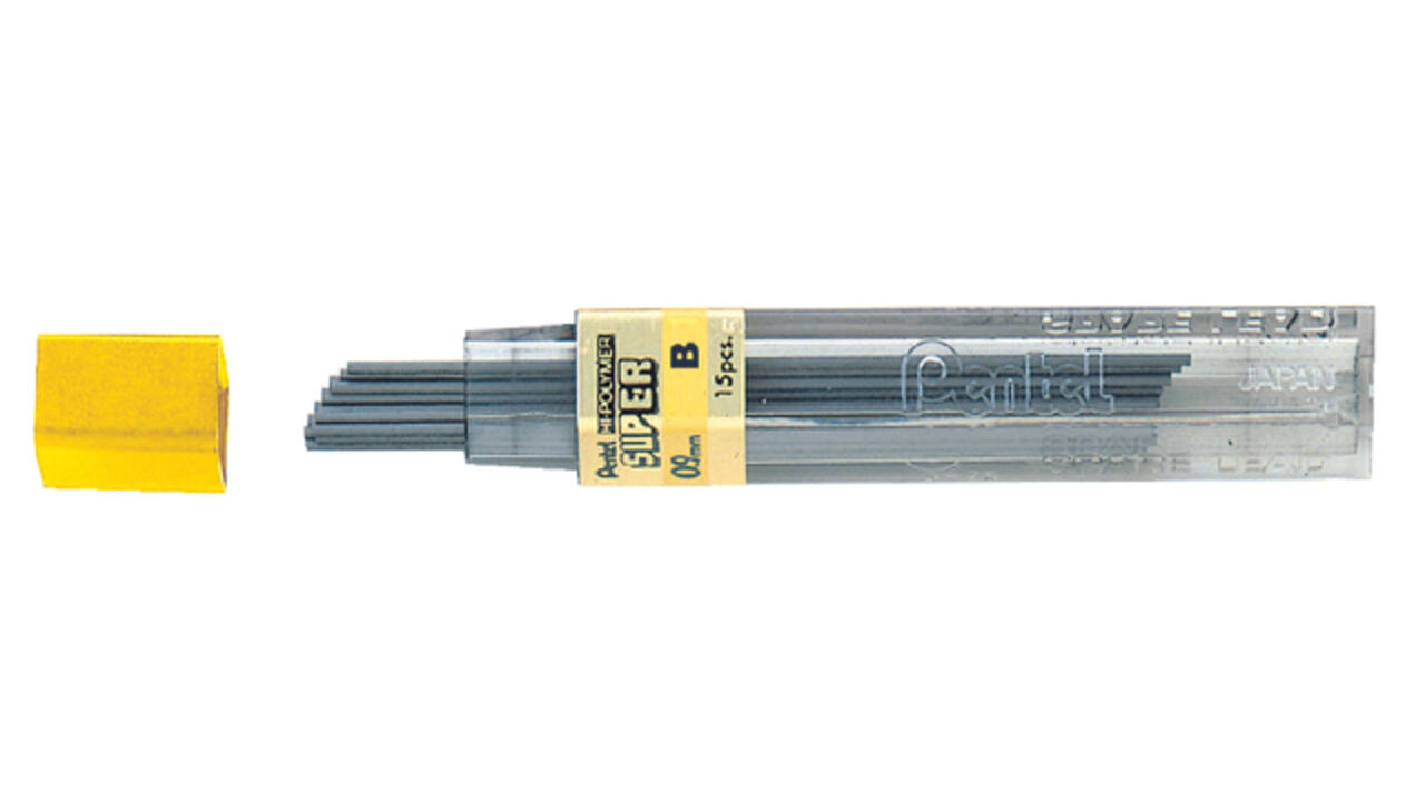 Potloodstift Pentel B 0.9mm zwart koker à 15 stuks