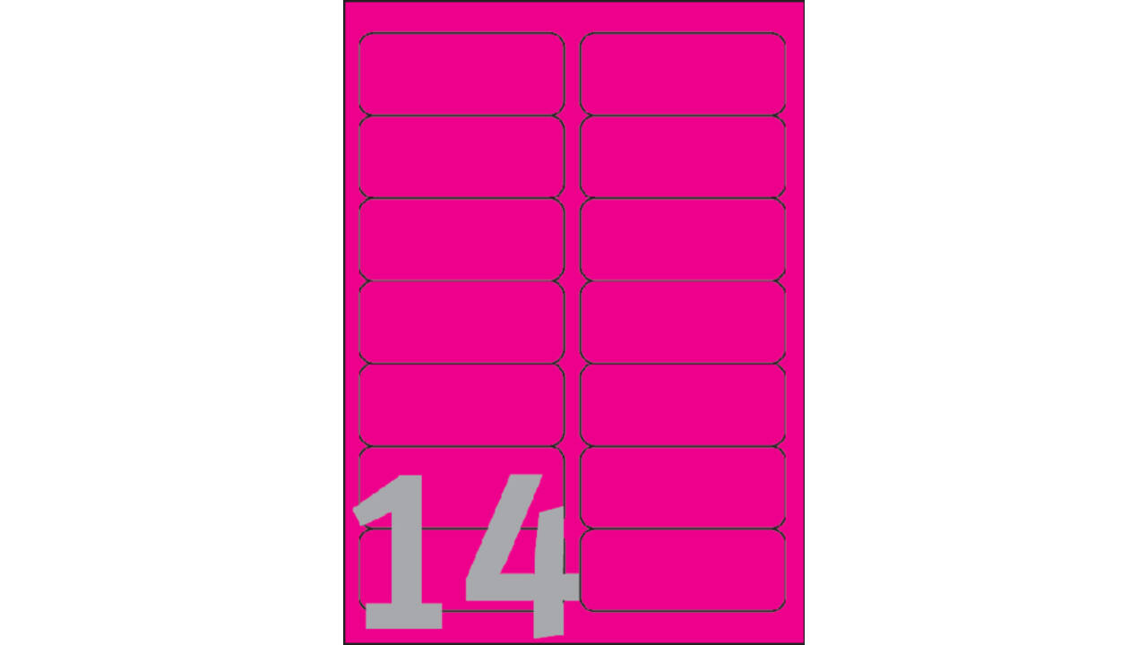 Etiket Avery L7363P-25 99.1x38.1mm neon roze 340 stuks