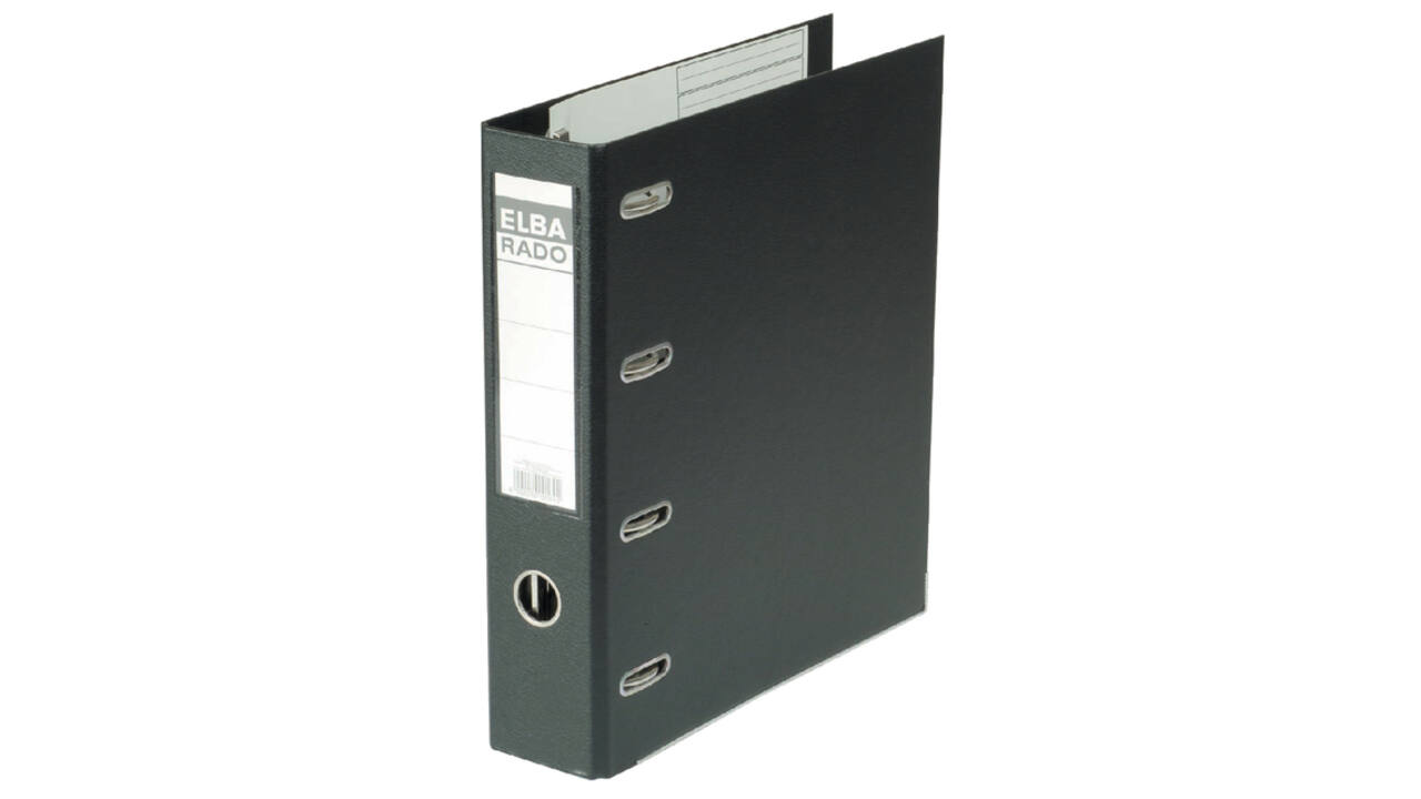 Ordner Elba Rado Plast 75mm bank 2 mechanieken zwart PVC