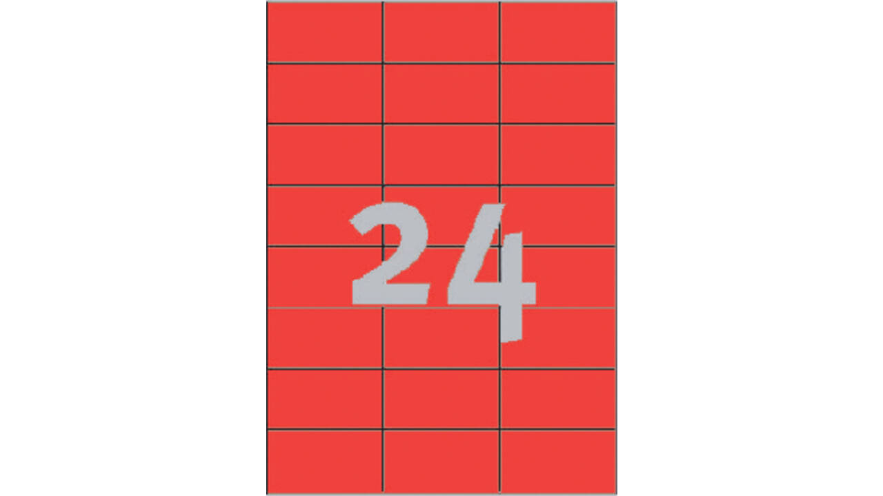 Etiket Avery 3448 70x37mm rood 2400 stuks
