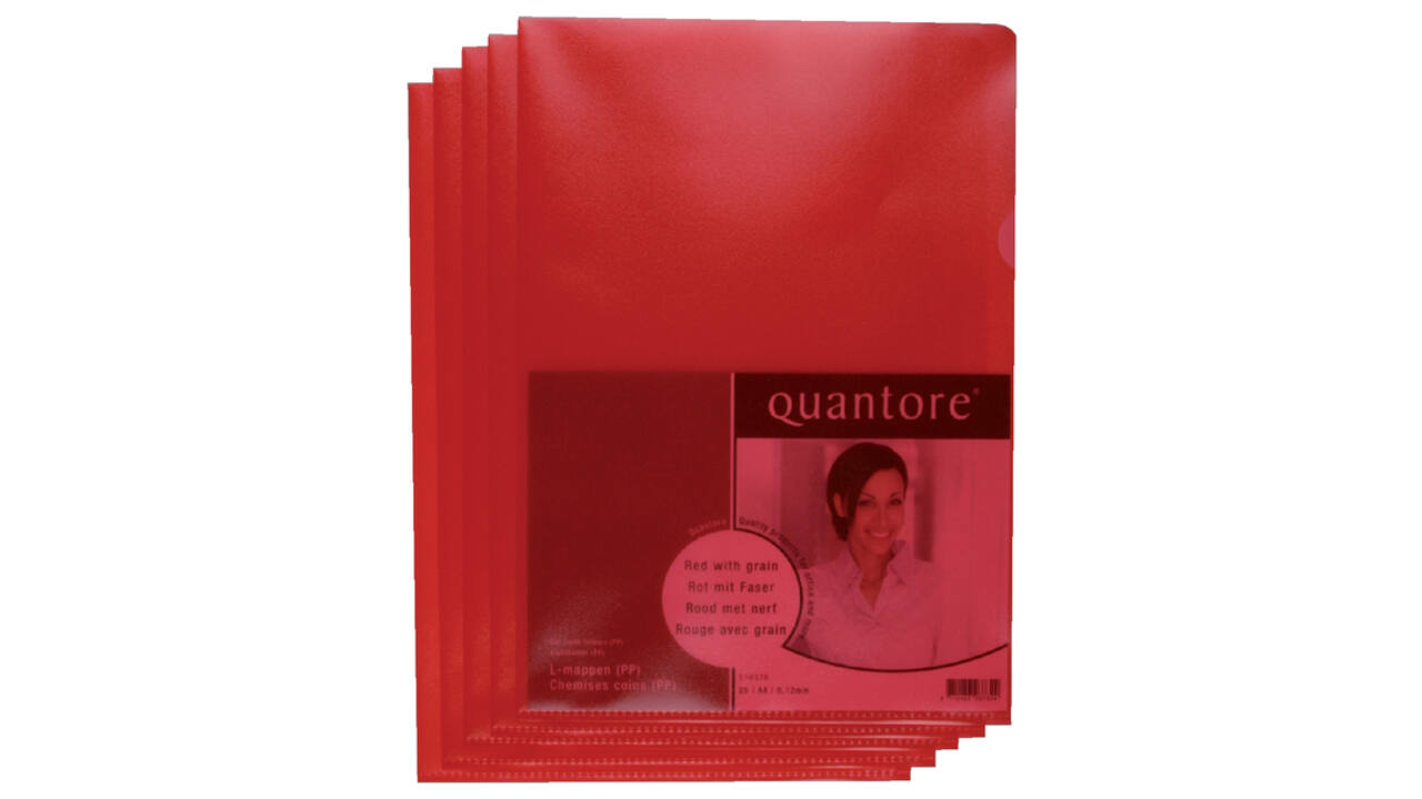 Insteekmap L-model Quantore A4 PP 0.12mm rood 25 stuks