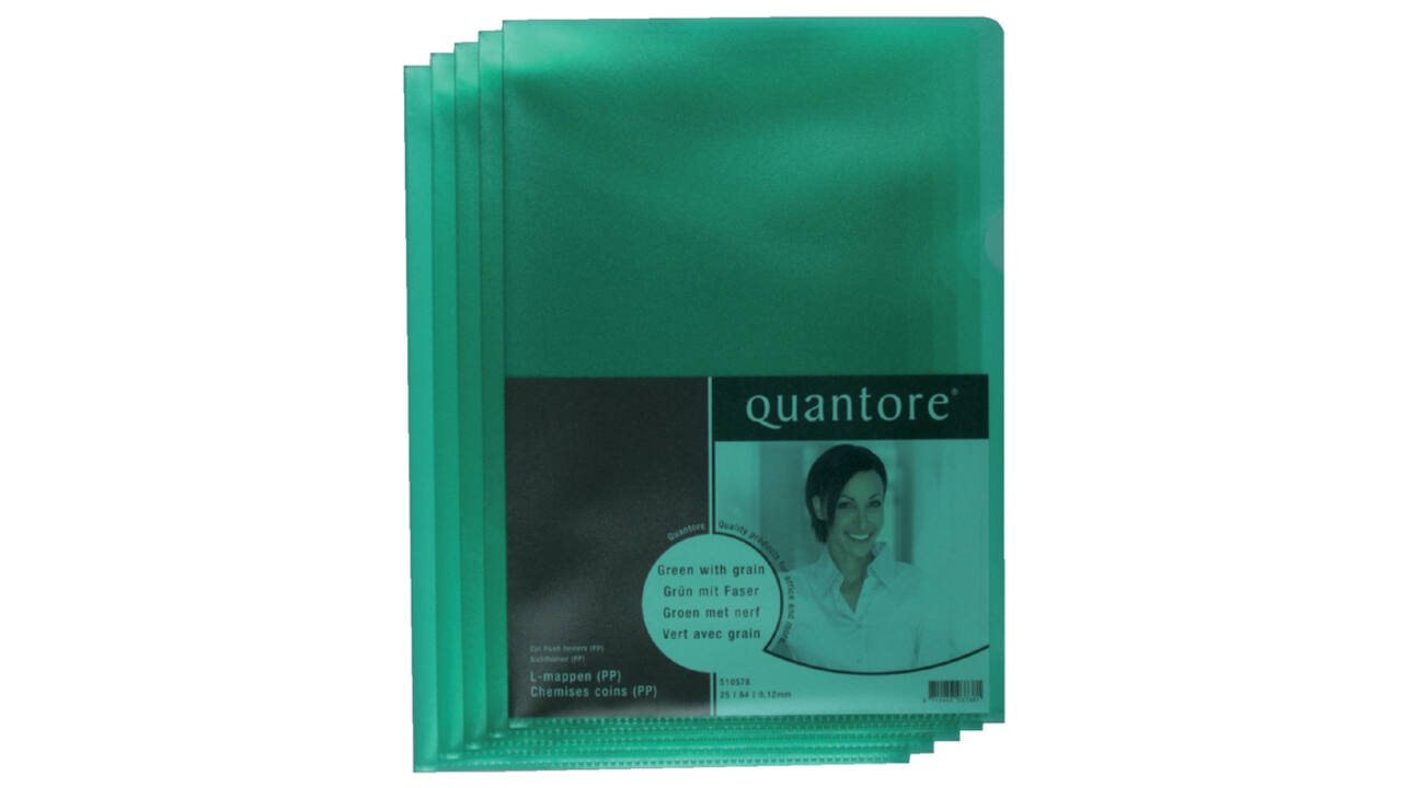 Insteekmap L-model Quantore A4 PP 0.12mm groen 25 stuks