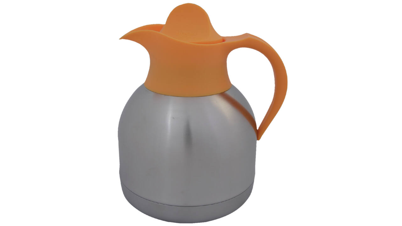 Thermoskan IEZZY theekan 1liter roestvrijstaal gele dop