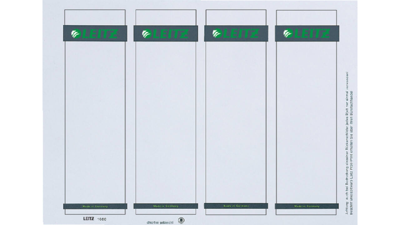 Rug-insteekkaart Leitz breed 56x190mm wit 100 stuks