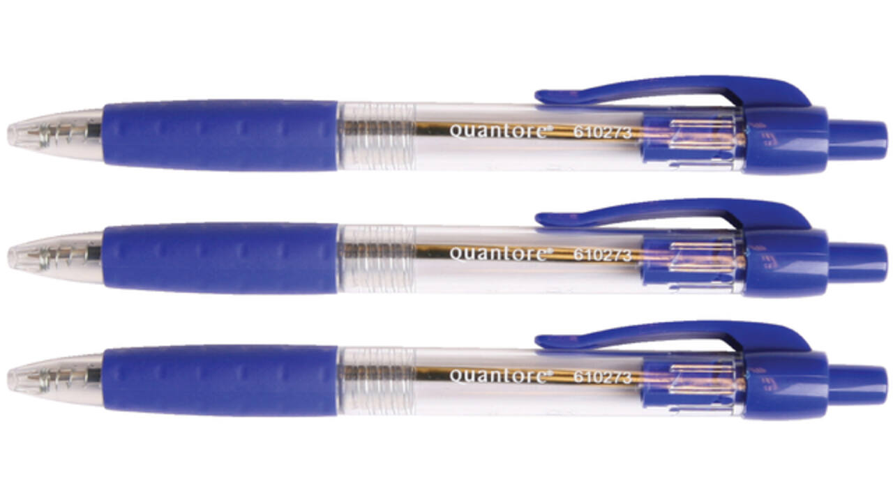 Balpen Quantore Grip drukknop blauw medium