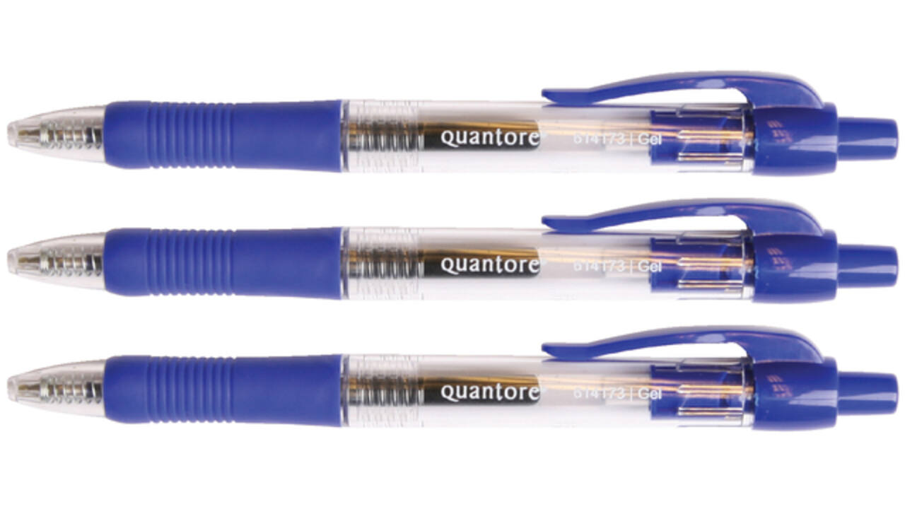 Gelschrijver Quantore grip drukknop 0.7mm blauw