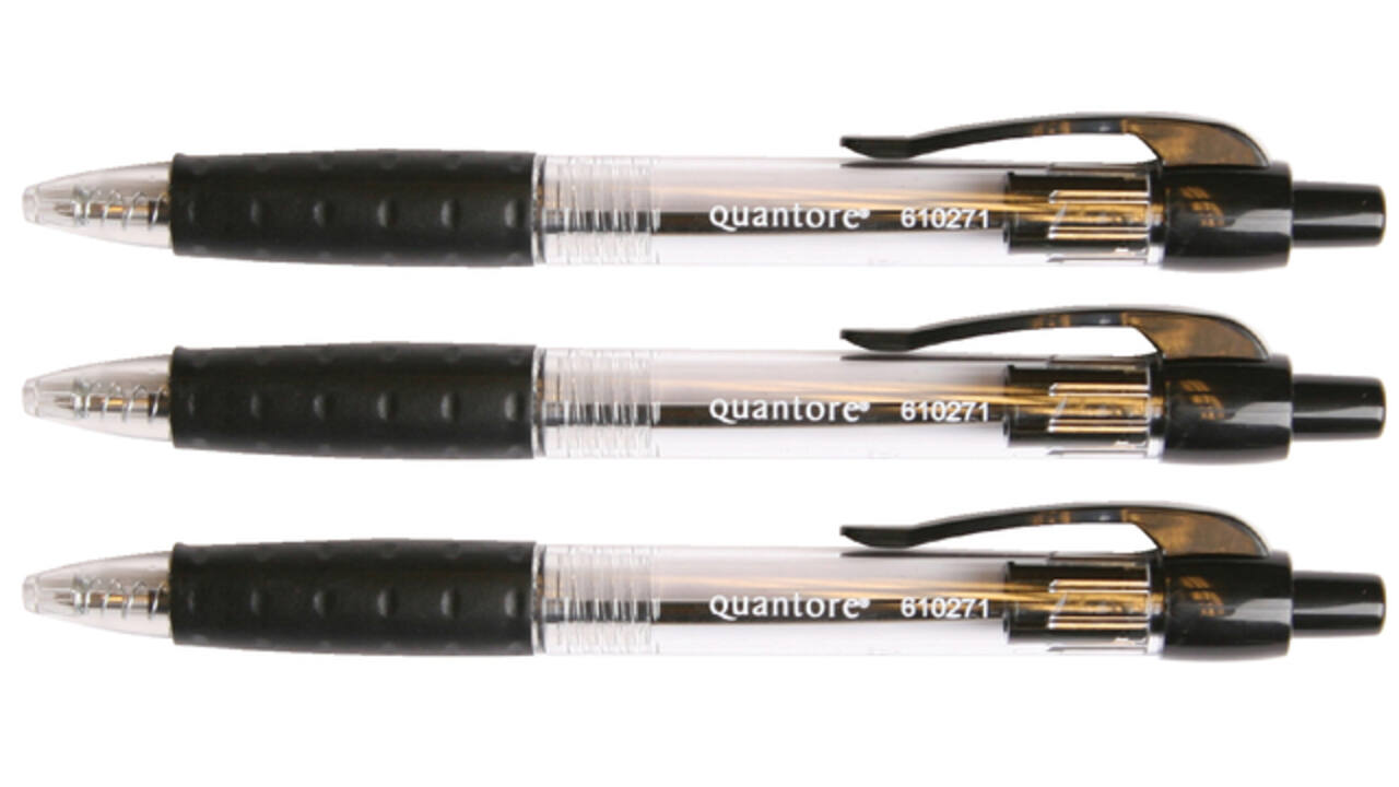 Balpen Quantore Grip drukknop zwart medium