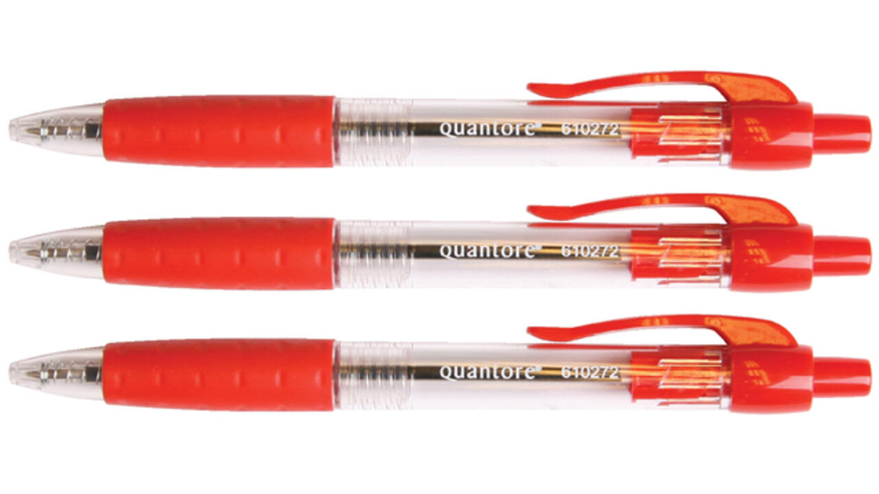 Balpen Quantore Grip drukknop rood medium