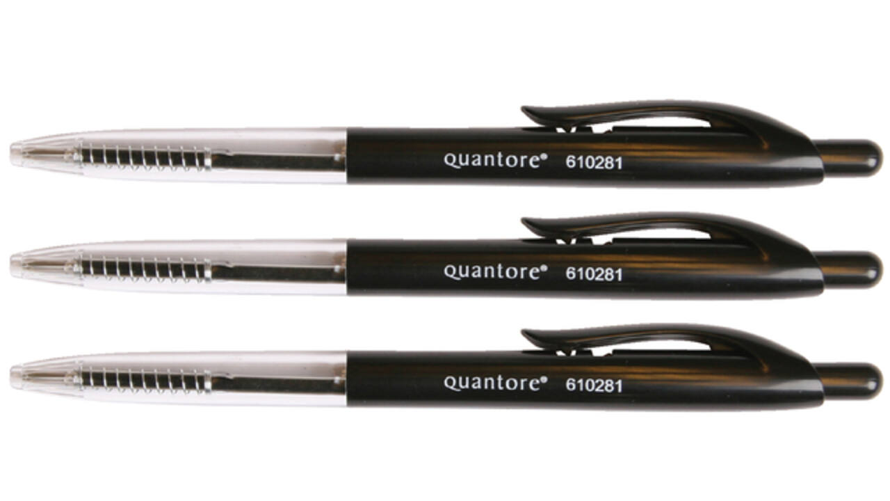 Balpen Quantore drukknop zwart medium