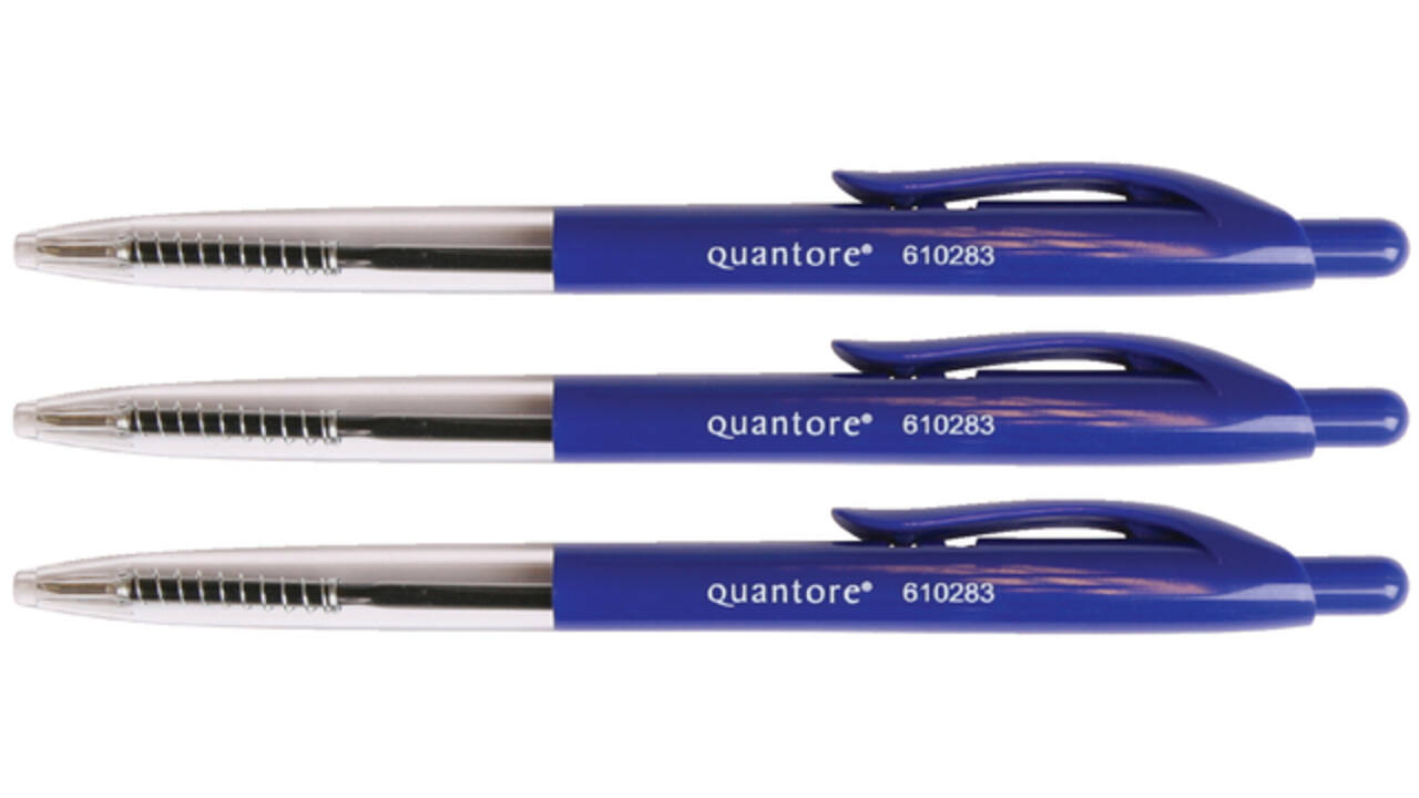 Balpen Quantore drukknop blauw 10 stuks
