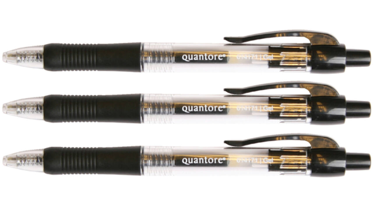 Gelschrijver Quantore gripdrukknop 0.7mm zwart
