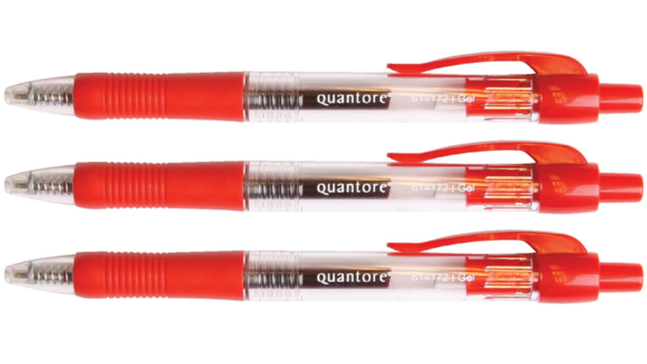 Gelschrijver Quantore grip drukknop 0.7mm rood