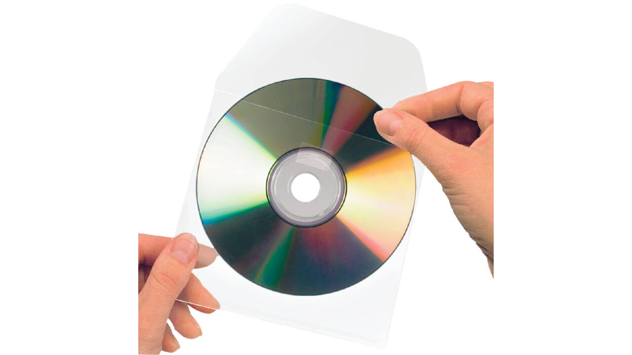 Cd/dvd Hoes Djois 127x127mm met klep zelfklevend transparant 100 stuks