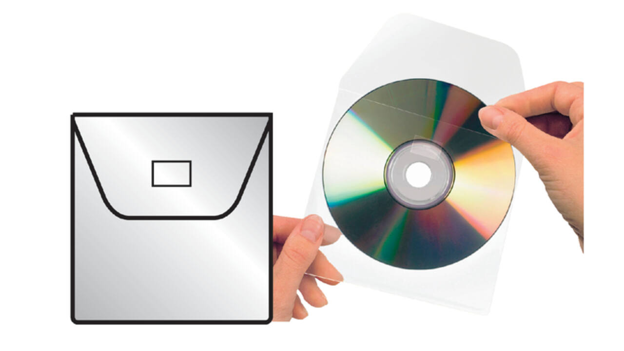 Cd/dvd Hoes Djois 127x127mm met klep zelfklevend transparant 100 stuks