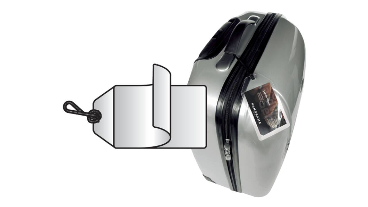 Label bagage Djois 3L 11120 72x123mm met nylonkoord transparant 10 stuks
