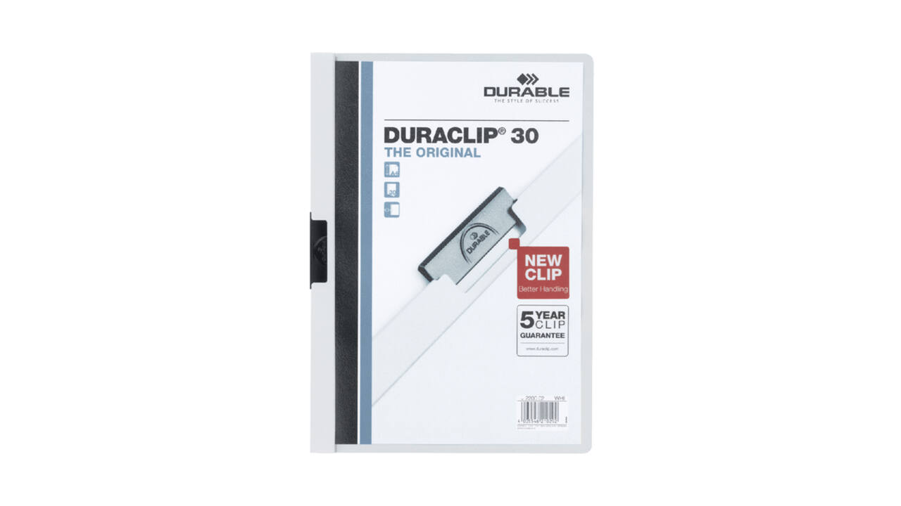Klemmap Durable Duraclip A4 3mm 30 vellen wit