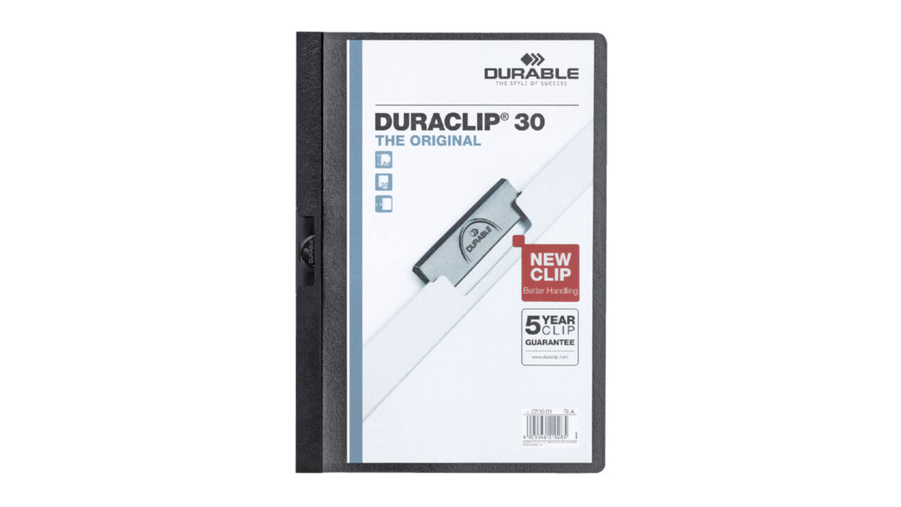 Klemmap Durable Duraclip A4 3mm 30 vellen zwart