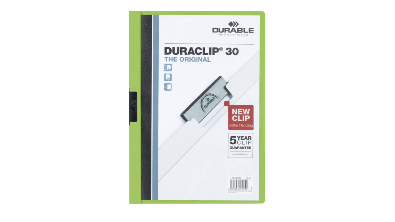 Klemmap Durable Duraclip A4 3mm 30 vellen groen