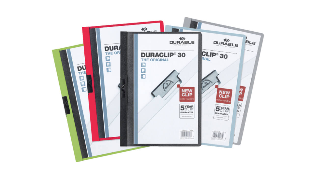 Klemmap Durable Duraclip A4 3mm 30 vellen assorti