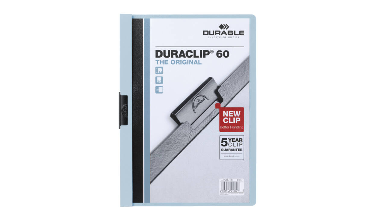 Klemmap Durable Duraclip A4 6mm 60 vellen blauw