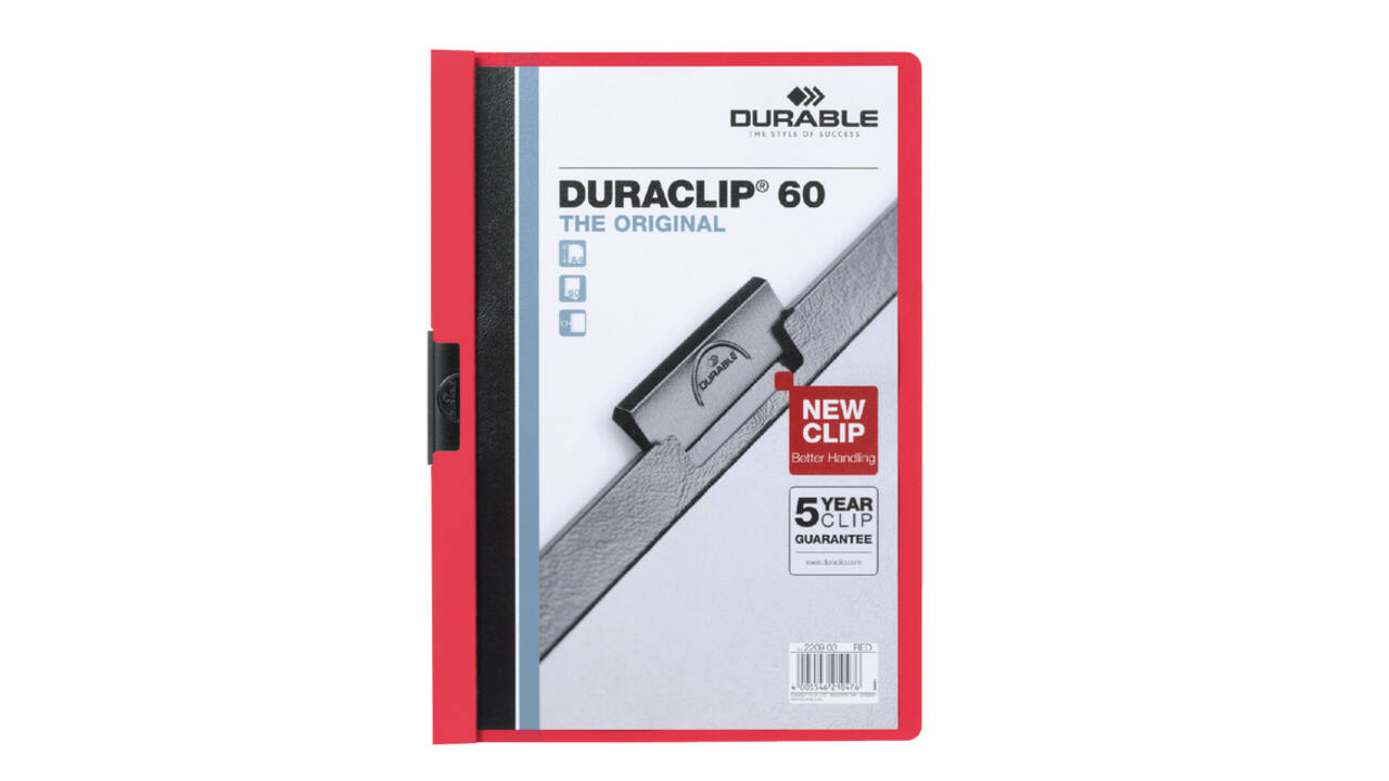 Klemmap Durable Duraclip A4 6mm 60 vellen rood