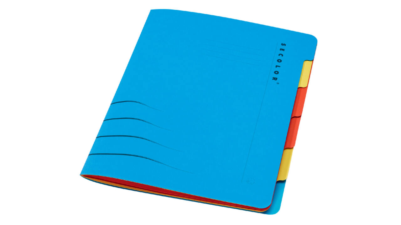Sorteermap Secolor sixtab 6 tabbladen 100% gerecycled karton 250 gr blauw