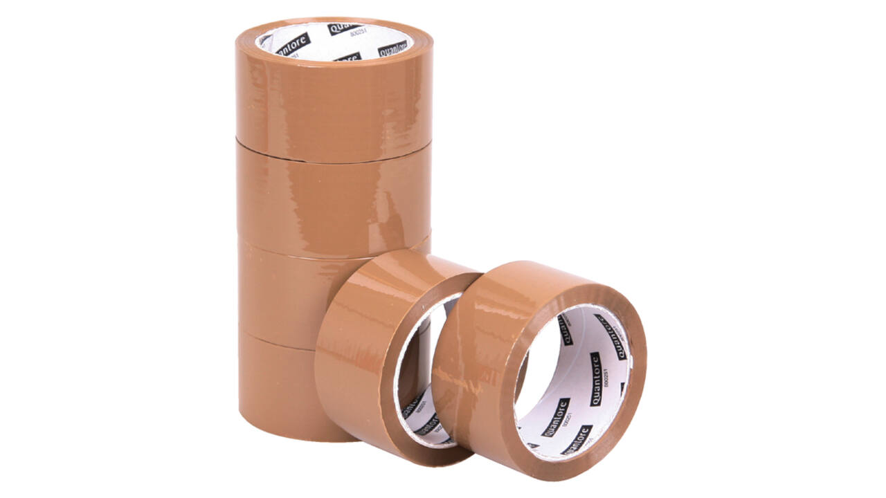 Verpakkingstape Quantore 50mmx60m PP bruin 6 rollen