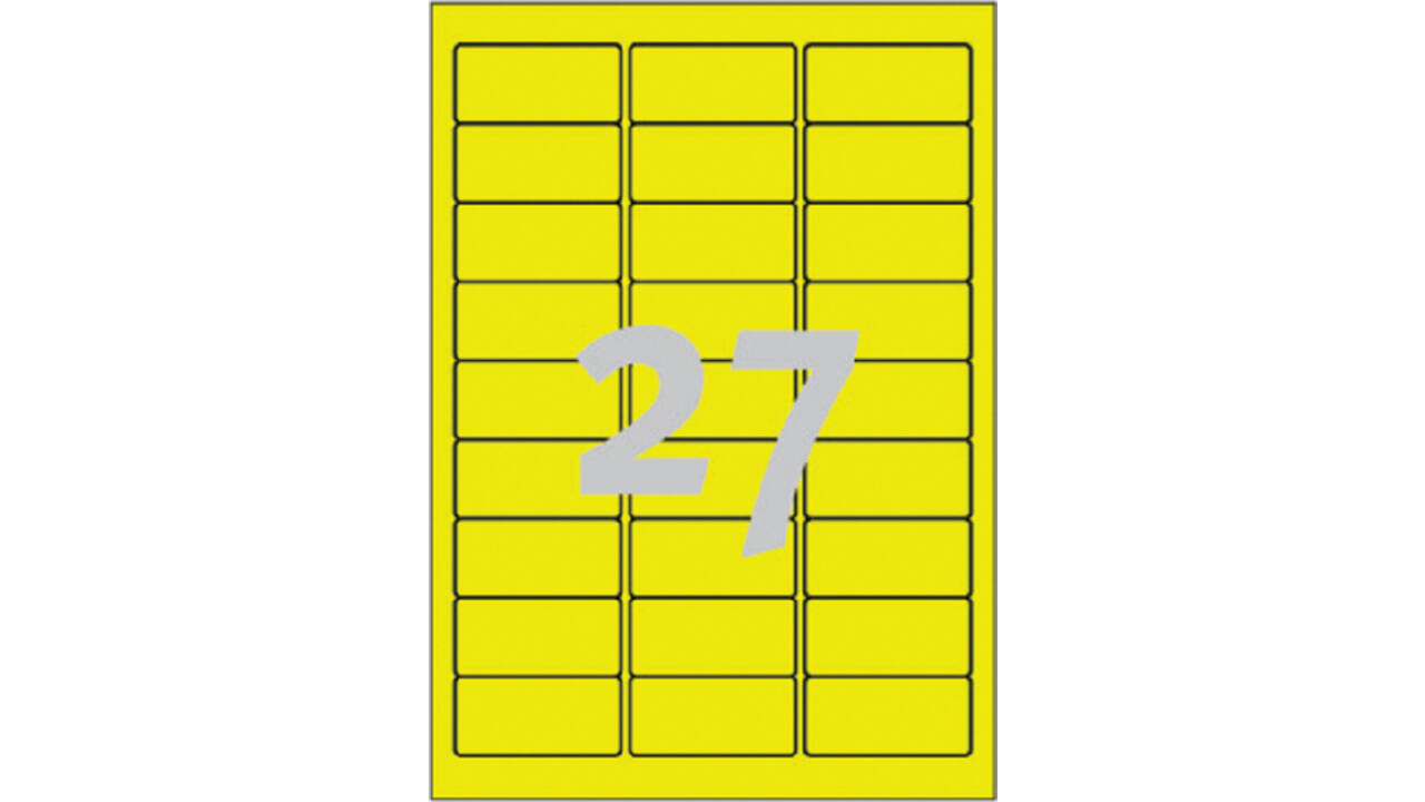 Etiket Avery L6004-25 63.5x29.6 neon geel 675 stuks