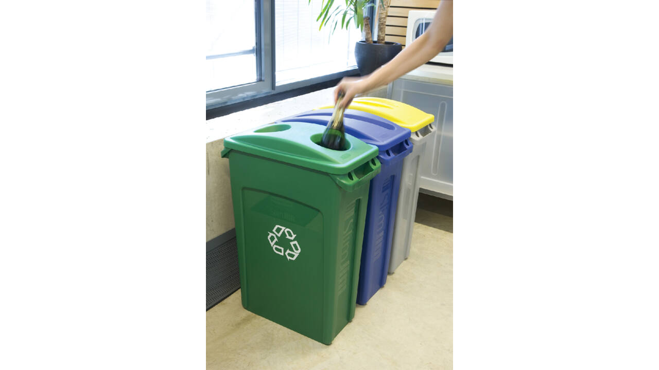 Afvalbak Rubbermaid Slim Jim Vented met luchtsleuven 87 liter grijs