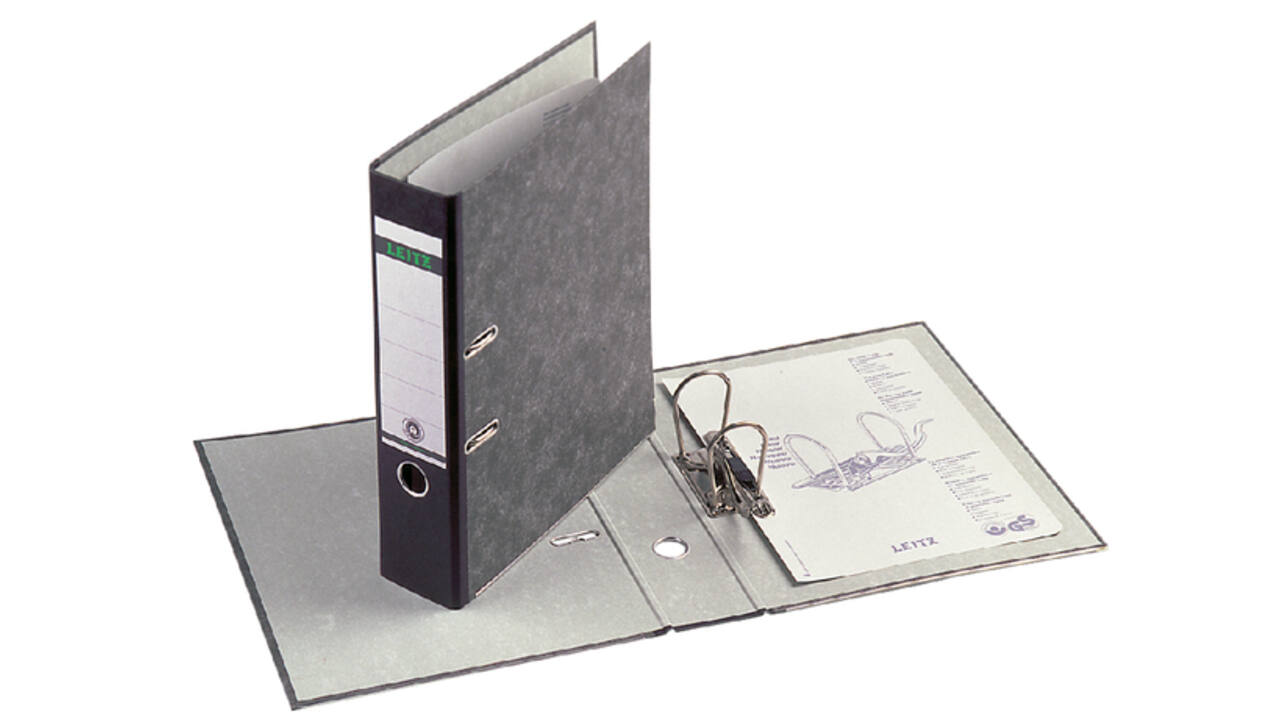 Ordner Leitz 1082 180° 80mm karton folio zwart
