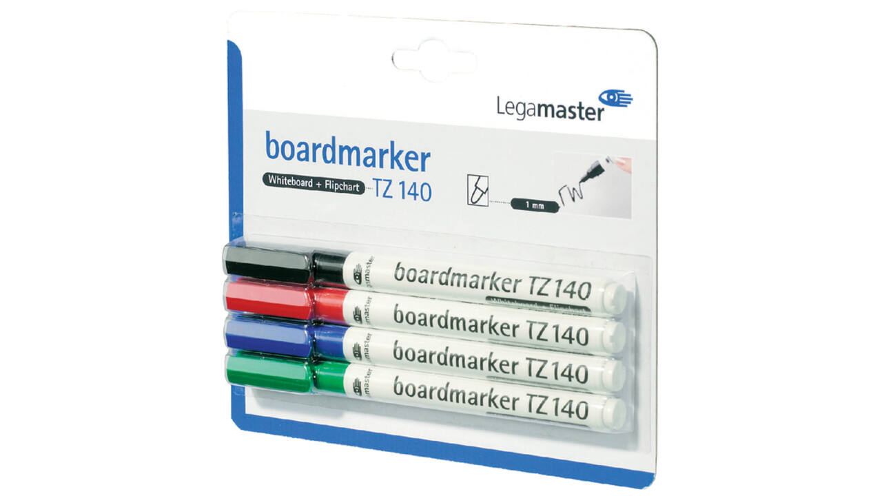 Whiteboardmarker Legamaster TZ 140 rond 1mm assorti blister à 4 stuks
