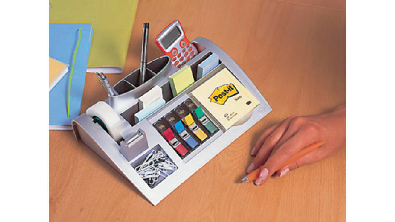 Bureau organiser Post-it C50 zilvergrijs incl inhoud