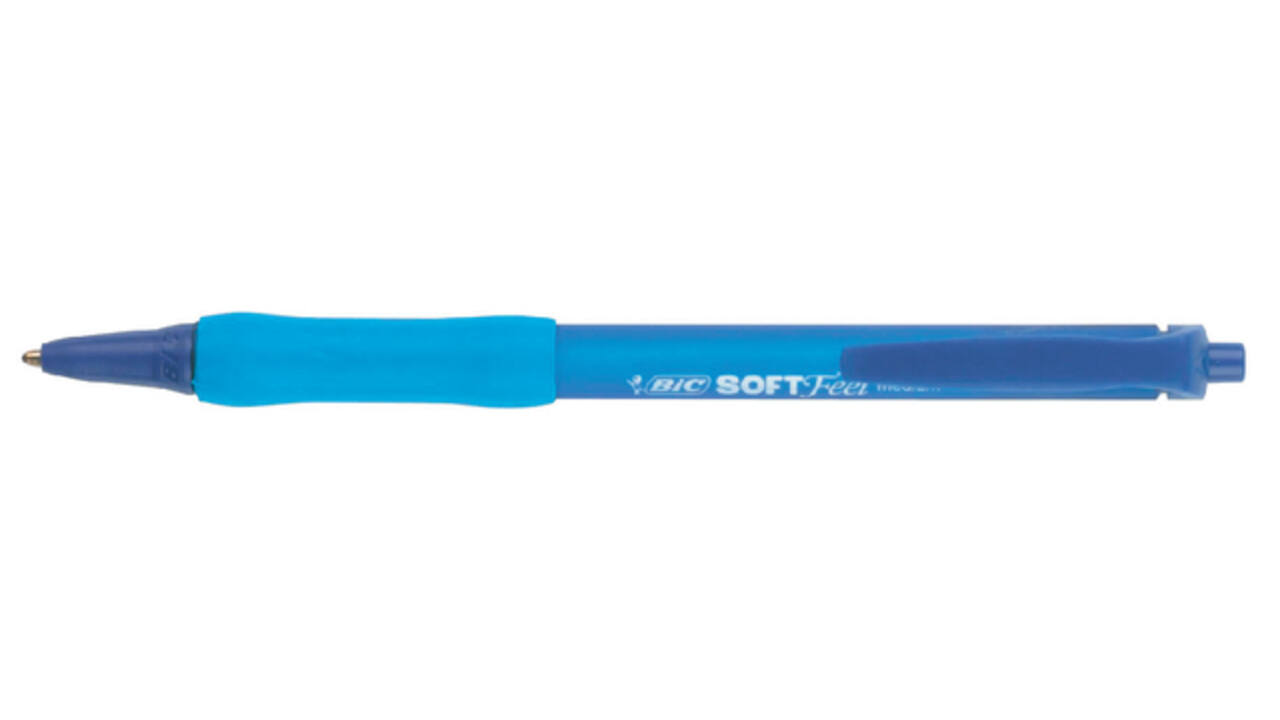 Balpen Bic soft feel grip clic medium blauw