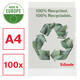 Insteekmap L-model Esselte A4 100% gerecycled 0.10mm transparant 100 stuks