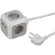 Stekkerblok Brennenstuhl 4 voudig inclusief 2 USB 140cm wit/grijs