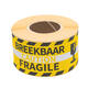 Waarschuwingsetiket Rillprint fragile 46x125mm geel 250 stuks
